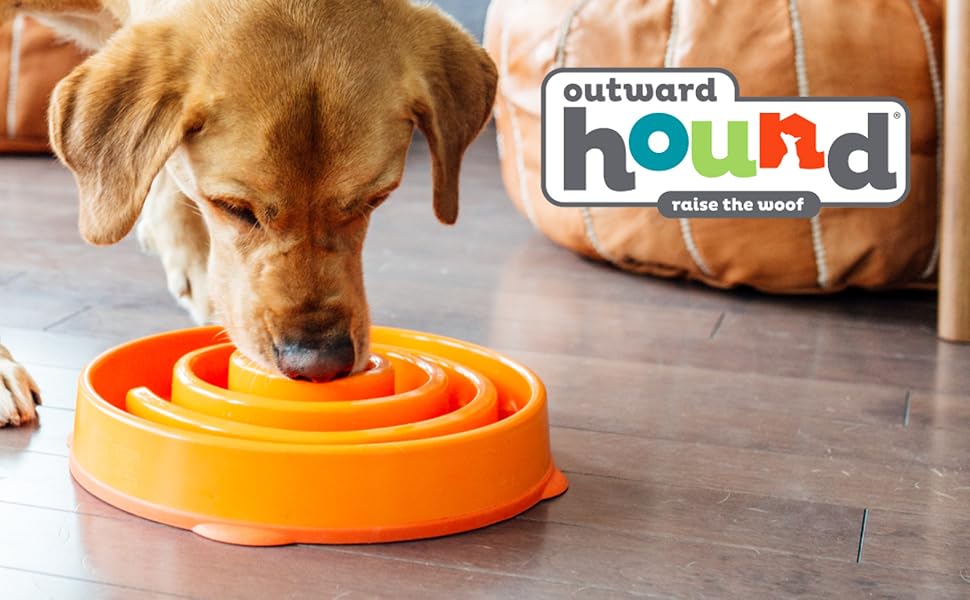 Миска для собак Outward Hound Antischlingnapf - велика, для повільного годування, запобігає здуттям, з неслизьким дном (Помаранчевий)