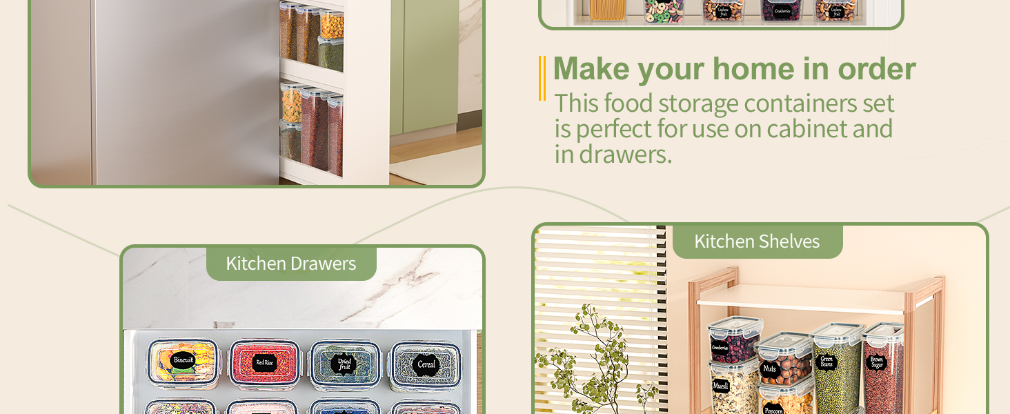 Набір контейнерів для продуктів з кришкою, 16 шт. BPA free, герметичні, для зберігання круп, борошна, мюслі. Органайзери для кухні з етикетками