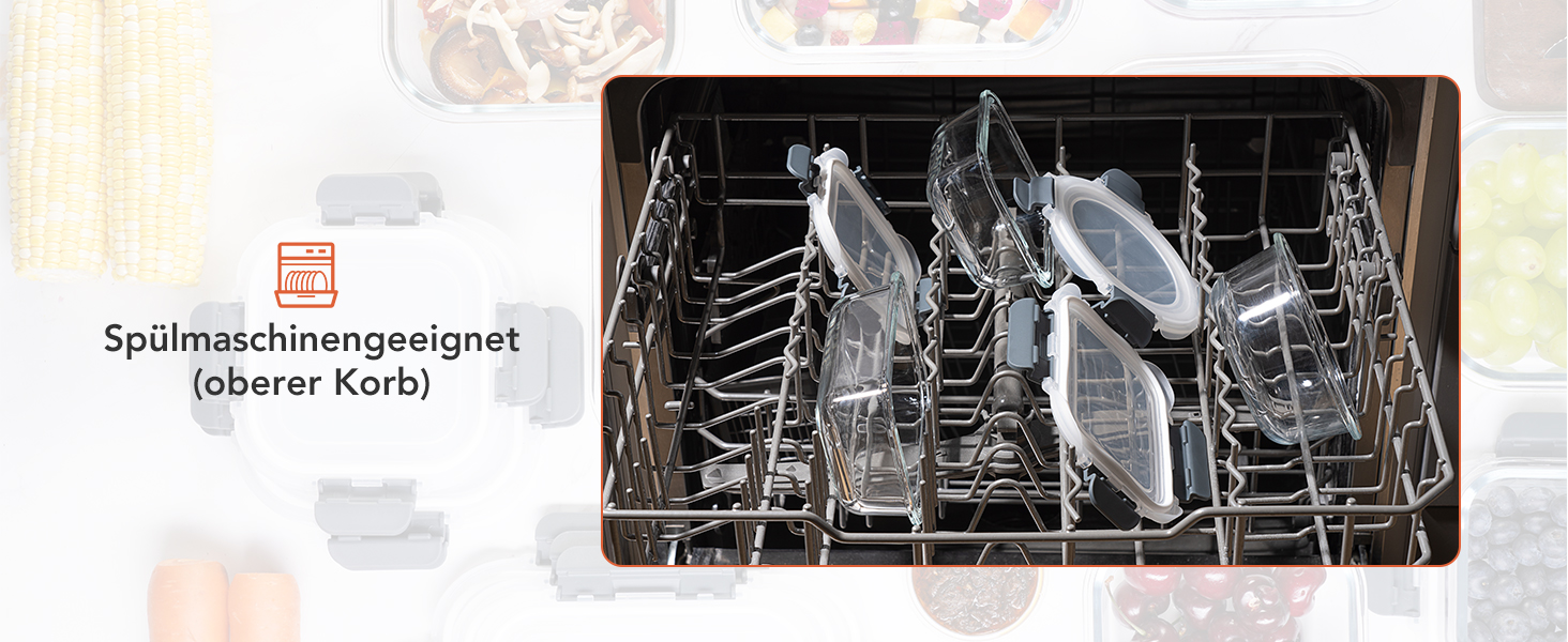 Скляні контейнери для зберігання їжі з кришками набір Frischhaltedosen: Meal Prep, мікрохвильова піч, морозилка, посудомийка, сірі