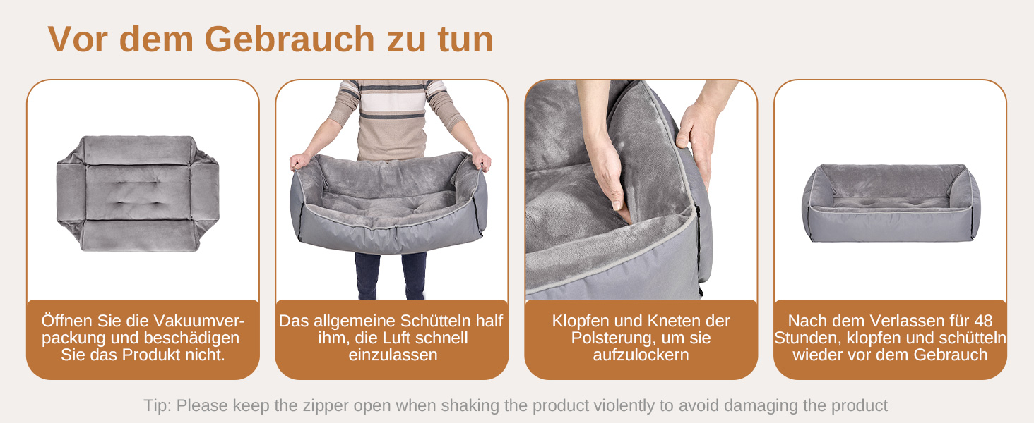 Лежанка для собак Dogat, 76x63 см, сіра, з фетру, з блискавкою, для собак малого, середнього та великого розміру