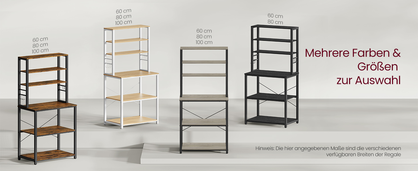 Стелаж кухонний VASAGLE, підлоговий, для мікрохвильової печі, 6 полиць, 6 гачків, сталевий каркас, рустикальний стиль, 40 x 60 x 167 см, золотий дуб + білий, KKS024W09