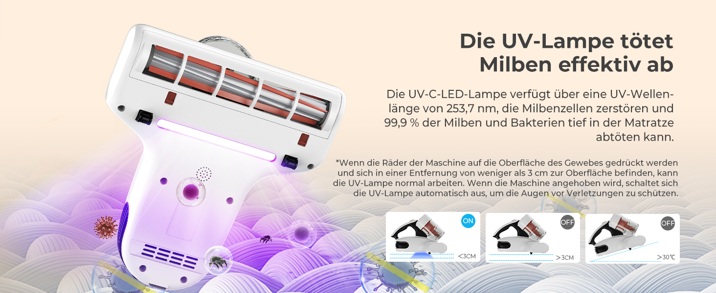 Пилосос для матраців JIGOO J200 з УФ-лампою, датчиком пилових кліщів та LED-дисплеєм, 500 Вт. Для алергіків, видаляє 99.9% алергенів з ліжок, диванів та шерсті тварин