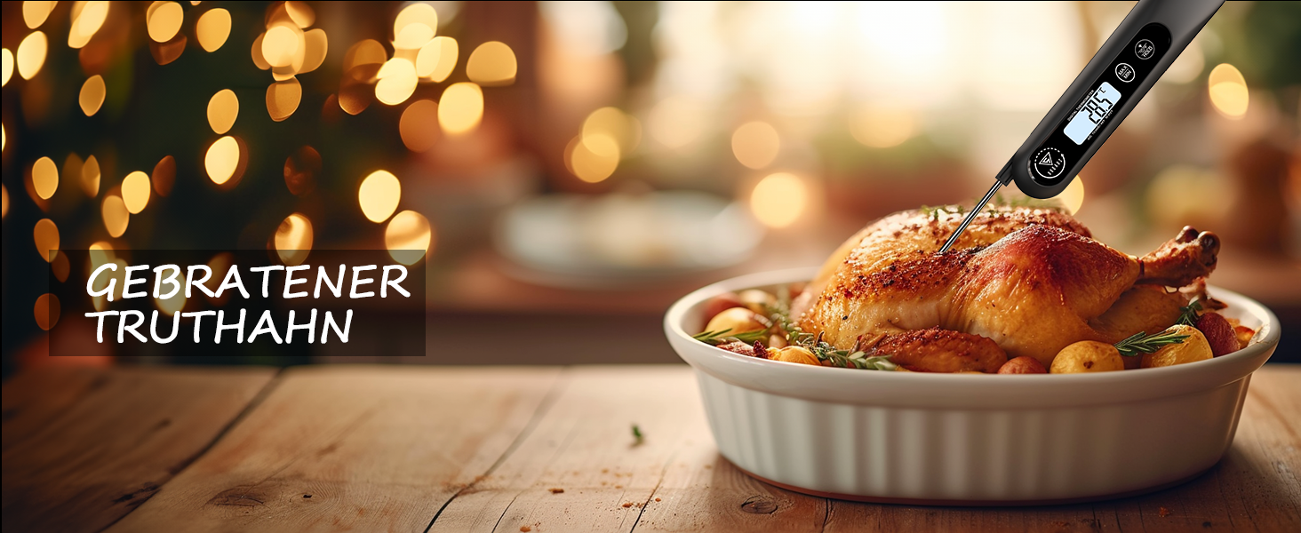 Цифровий кухонний термометр DOQAUS для приготування м'яса, випічки та грилю з LCD екраном