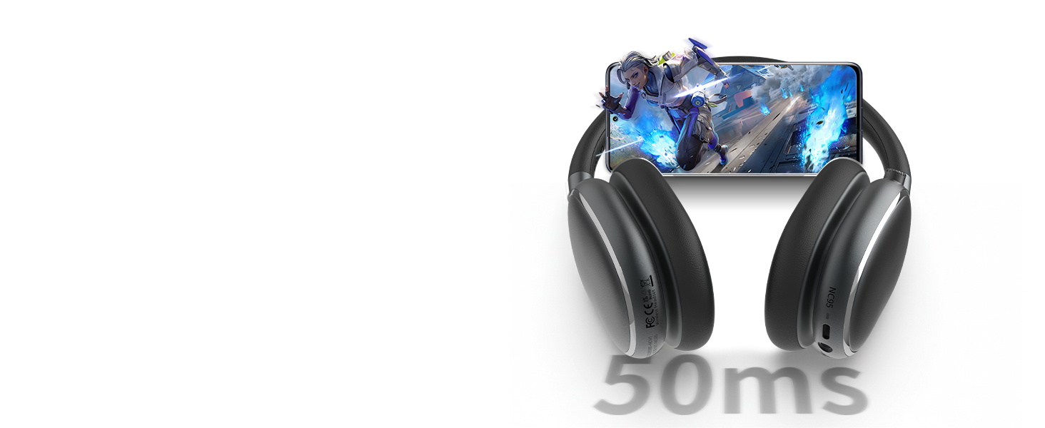 Навушники бездротові Bluetooth 6.0 NC95 з активним шумозаглушенням, регульованим колесом, 120+ годин роботи, персоналізація EQ через додаток, сірий