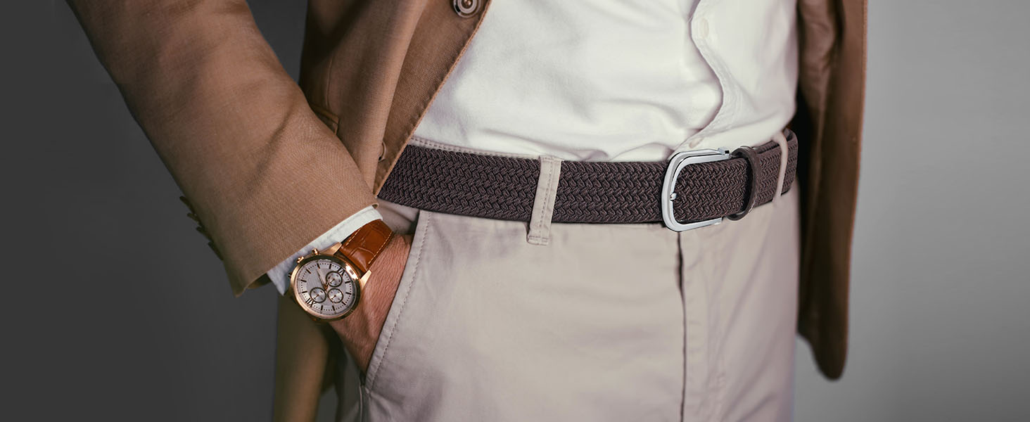 Плетені чоловічі ремені 3 шт., унісекс, еластичні пояси з тканини для чоловіків та жінок. Зручні для повсякденного носіння, міцні, довжина 130 см, чорний+синій+сірий