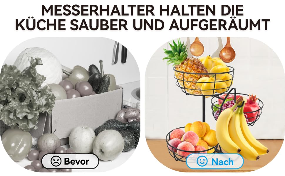 Багатоярусна підставка для фруктів Obst Etagere, чорна. 3 яруси, для кухні, вітальні, їдальні. Організація зберігання, економія місця.