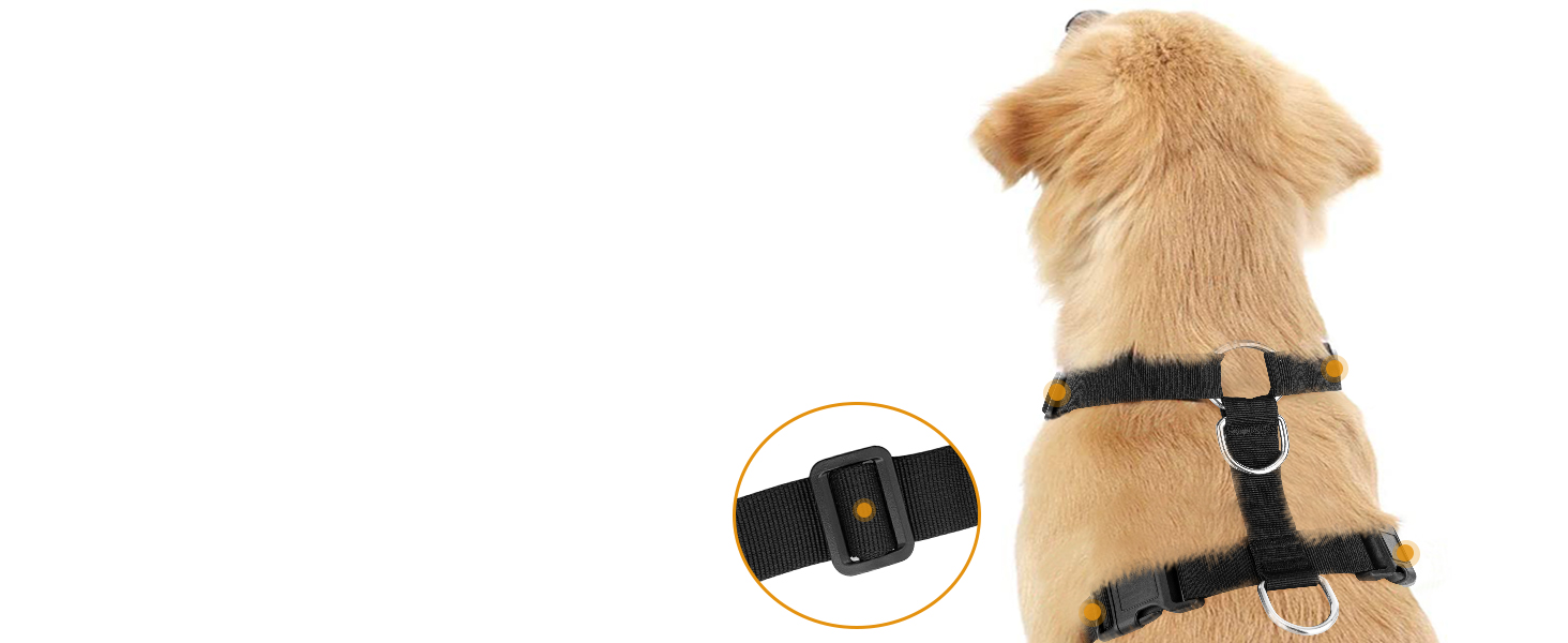 Автомобільний нашийник для собак з кріпленням для безпеки, 2 карабіни, регульований, дихаючий (Чорний, M)