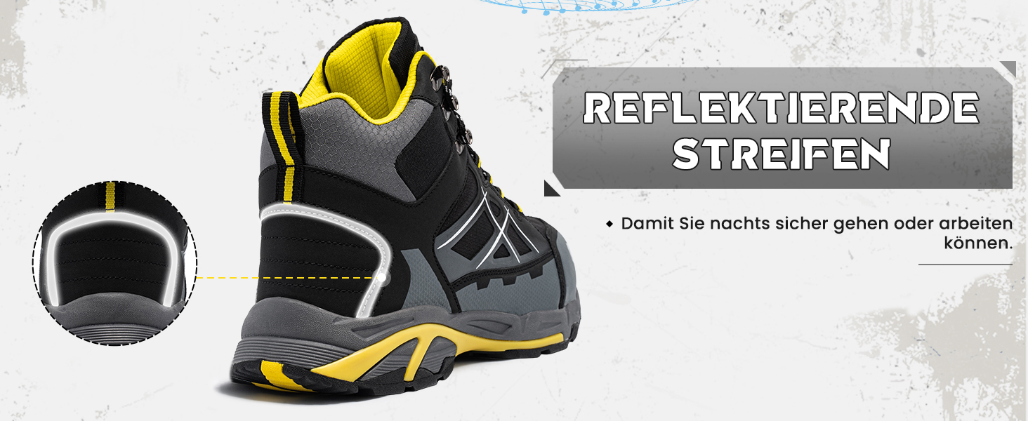 Черевики безпеки LARNMERN для чоловіків та жінок, SRC, антистатичні, з металевим носком, захист від проколів, легкі, комфортні, дихаючі, 49 EU, чорний