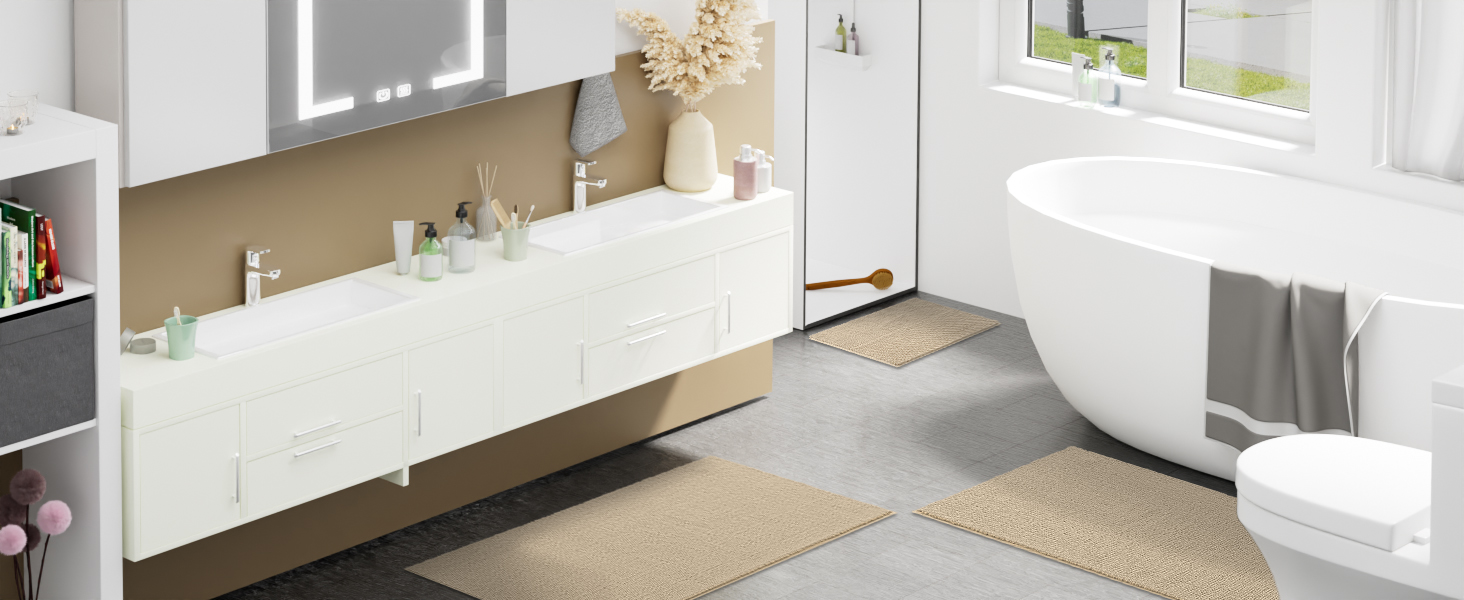 Килимок для ванної кімнати OLANLY з chenille, протиковзкий та гігроскопічний, 40x60 см, колір трав'яний зелений