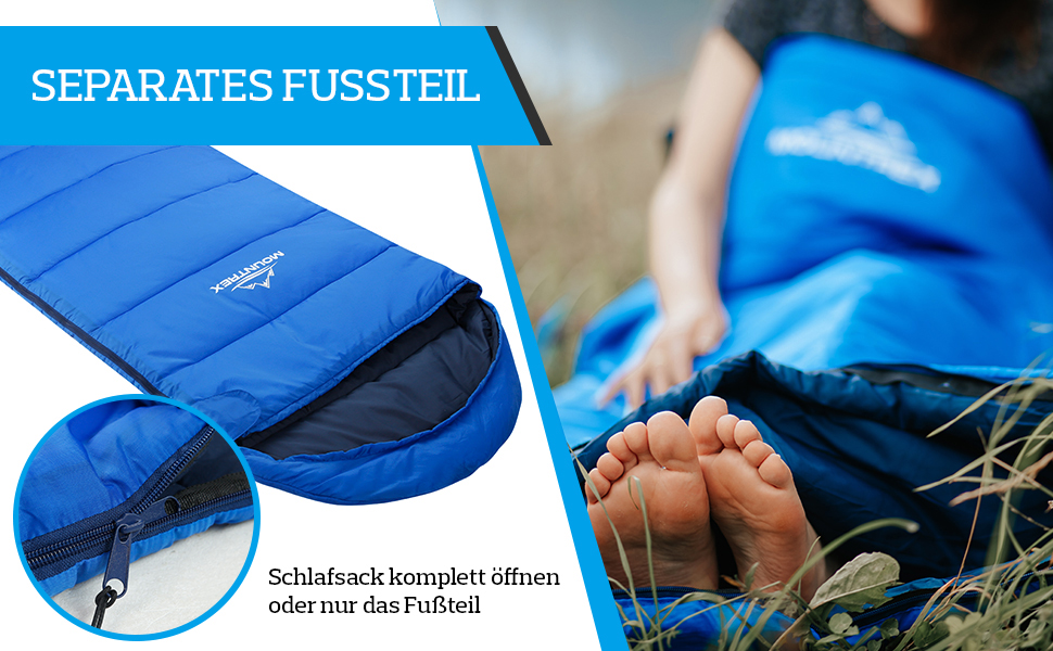 Mountrex 3-Season Sleeping Bag for Camping & Outdoor - Lightweight, Warm & Comfortable Sleeping Bag (205 x 75cm) - Adult, Unisex, Couplable Zipper - Blue
