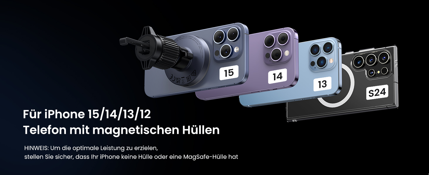 Автотримач для телефону UGREEN з MagSafe та зарядкою 15W (1M кабель) - сумісний з iPhone 17/17 Pro/17 Pro Max/16/15/14/13