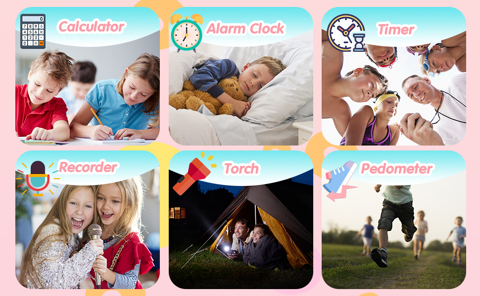 Смарт-годинник Clleylise для дітей 4-12 років: ігри, музика, камера, лічильник кроків, телефонні дзвінки (фіолетовий)