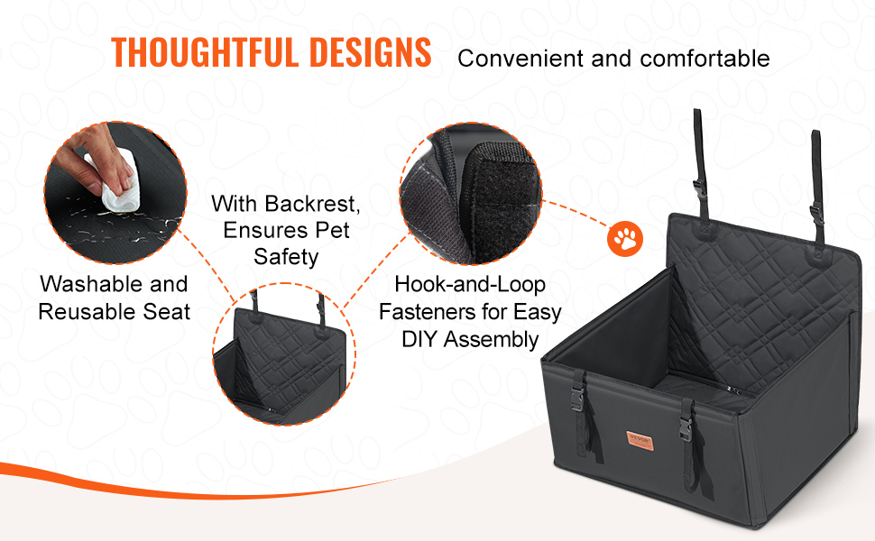Автокрісло для собак VEVOR: водонепроникне, з підставкою, з лебідкою, чорне, до 22 кг