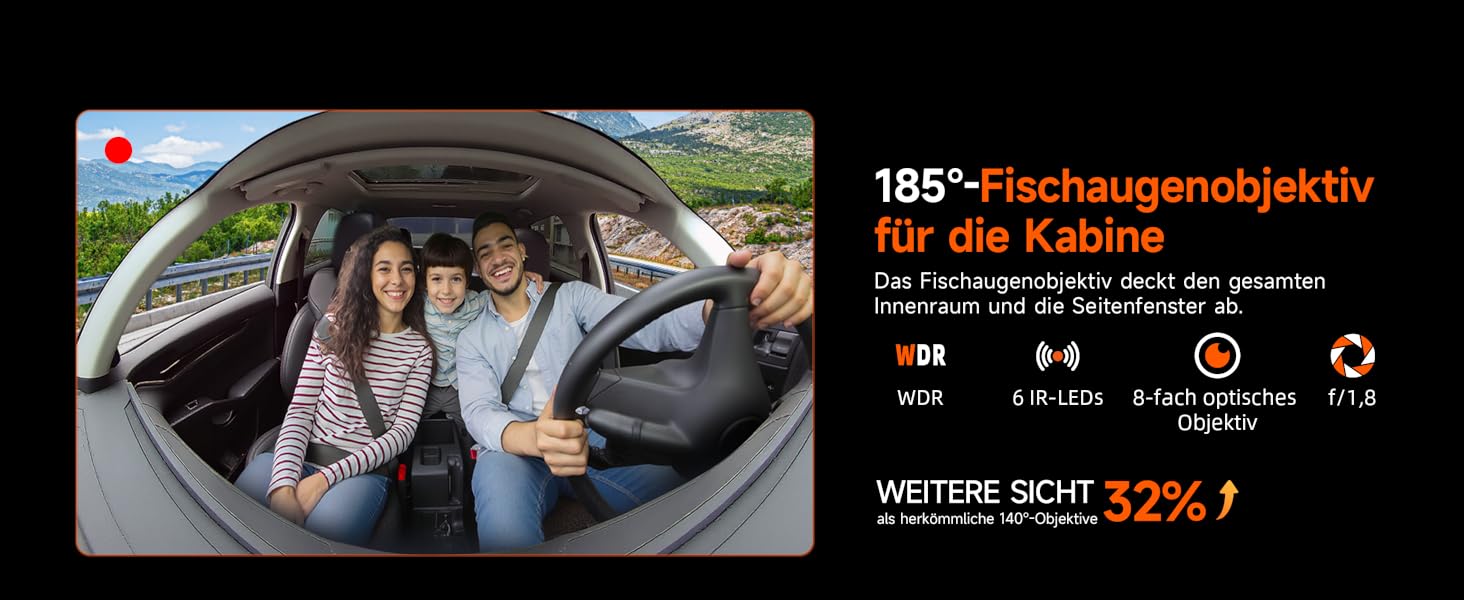 Відеореєстратор E-YEEGER Dashcam Auto 345° Panorama 4K+2.5K з GPS, WiFi, HDR, Нічне бачення, Паркувальний режим, Loop-запис, SD-карта 64GB