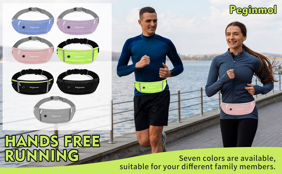 Пояс для телефону, бігова сумка, водонепроникний пояс для бігу, пояс на пояс для жінок та чоловіків з 3 кишенями, велика ємність, регульований біговий пояс (Чорний + Зелений)
