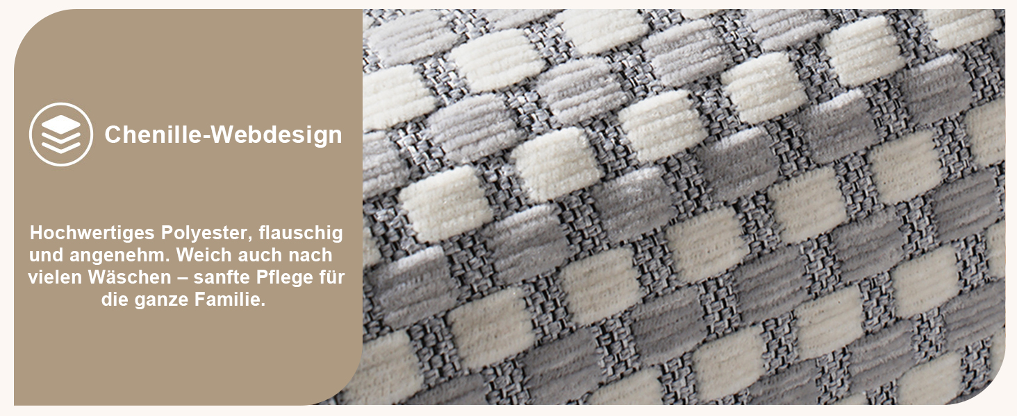 Килимок для ванної кімнати Badteppich Chenille, протиковзкий та вологопоглинаючий, 50x150 см, світло-сірий