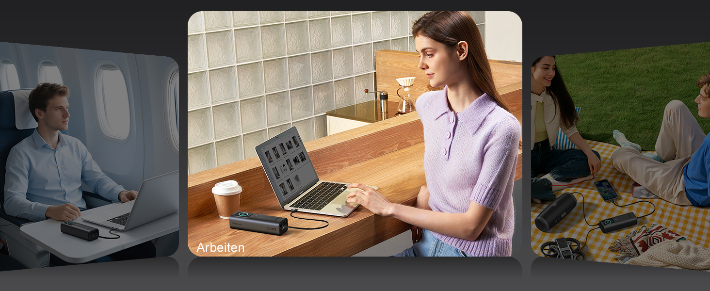 Power Bank AsperX 20000mAh 165W з USB-C кабелем, сумісний з MacBook, Dell, HP, Lenovo, iPad, iPhone, Galaxy