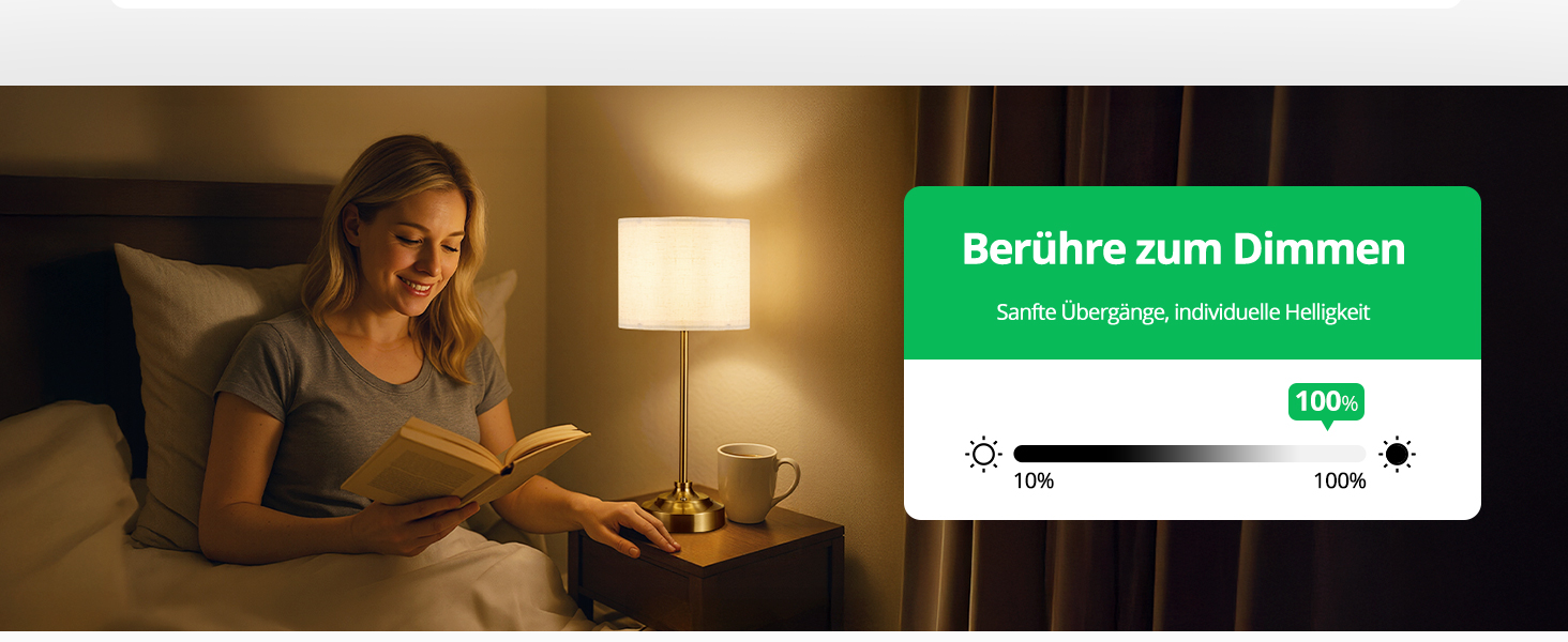 Настільна лампа Bojim 2 шт. Retro LED з USB зарядкою, сенсорне управління, регулювання яскравості, тканинний абажур, металевий корпус. Підходить для спальні, вітальні, нічного столика.