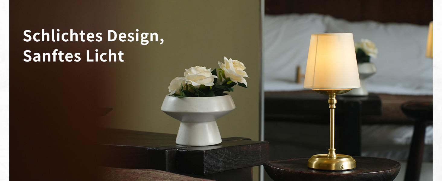 Нічник бездротовий акумуляторний Wiederaufladbare з димером та лампочкою для спальні, вітальні, їдальні - Золотий A-gold