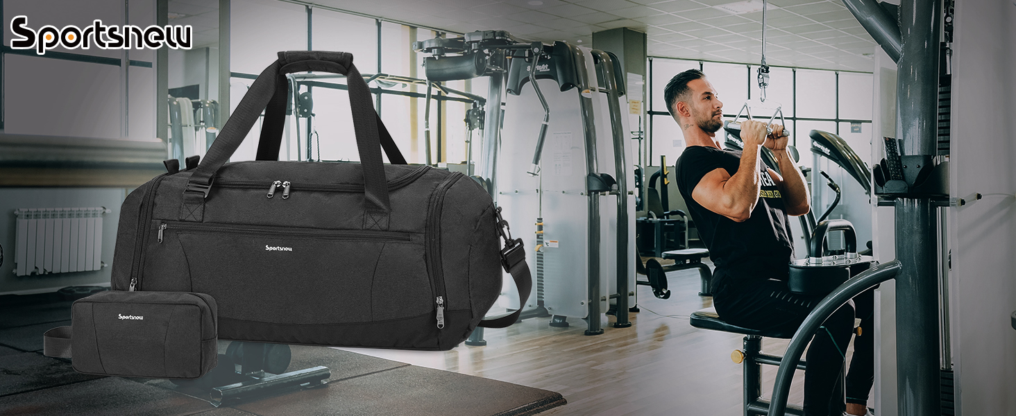 Sports Bag Backpack Duffle Bag for Men with Shoe Compartment & Wet Compartment and Toiletry Bag Weekender Bag Women's Gym Bag with Trolley Sleeve, Grey