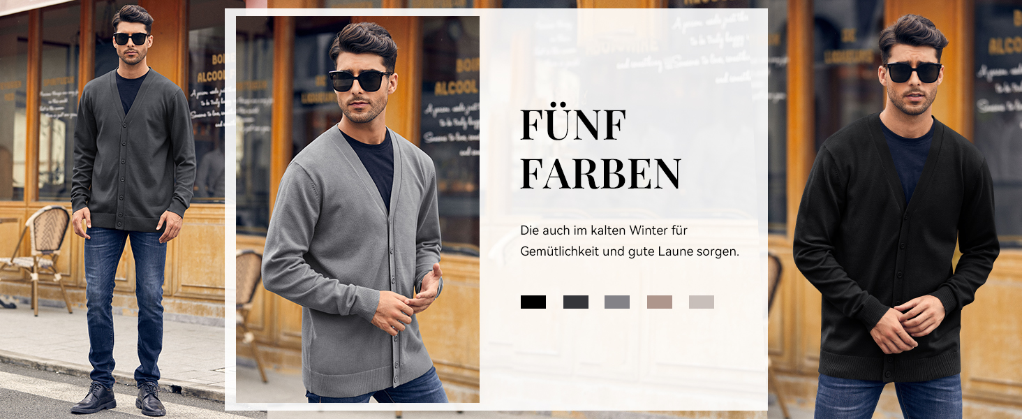 Чоловічий в'язаний кардиган Runcati без коміра V-подібний виріз, легка перехідна куртка сірого кольору, розмір M