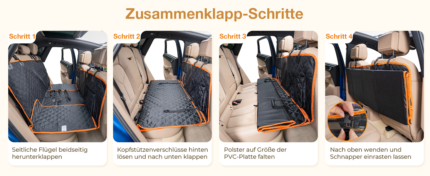 Плед для собак Pecute, захист заднього сидіння авто, підтримка жорстких поверхонь до 150 кг, покриває все заднє сидіння, для подорожей, ветеринара, авто/SUV/пікапи, чорний/оранжевий