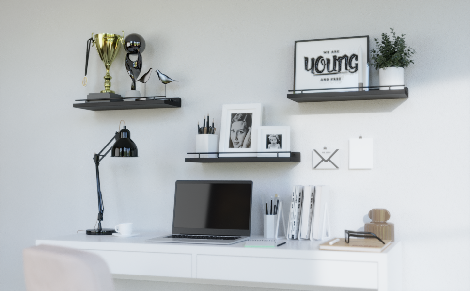 Настінна полиця Wandregal чорного кольору, 3 шт. - полиці для кухні, вітальні, спальні, офісу