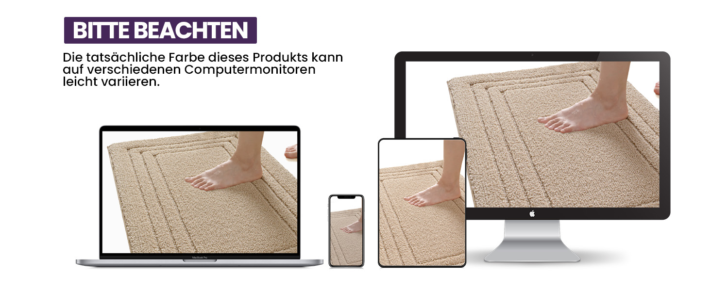 Килимок для ванної кімнати DEXI, м'який, нековзний, миючий, 50 x 80 см, бежевий