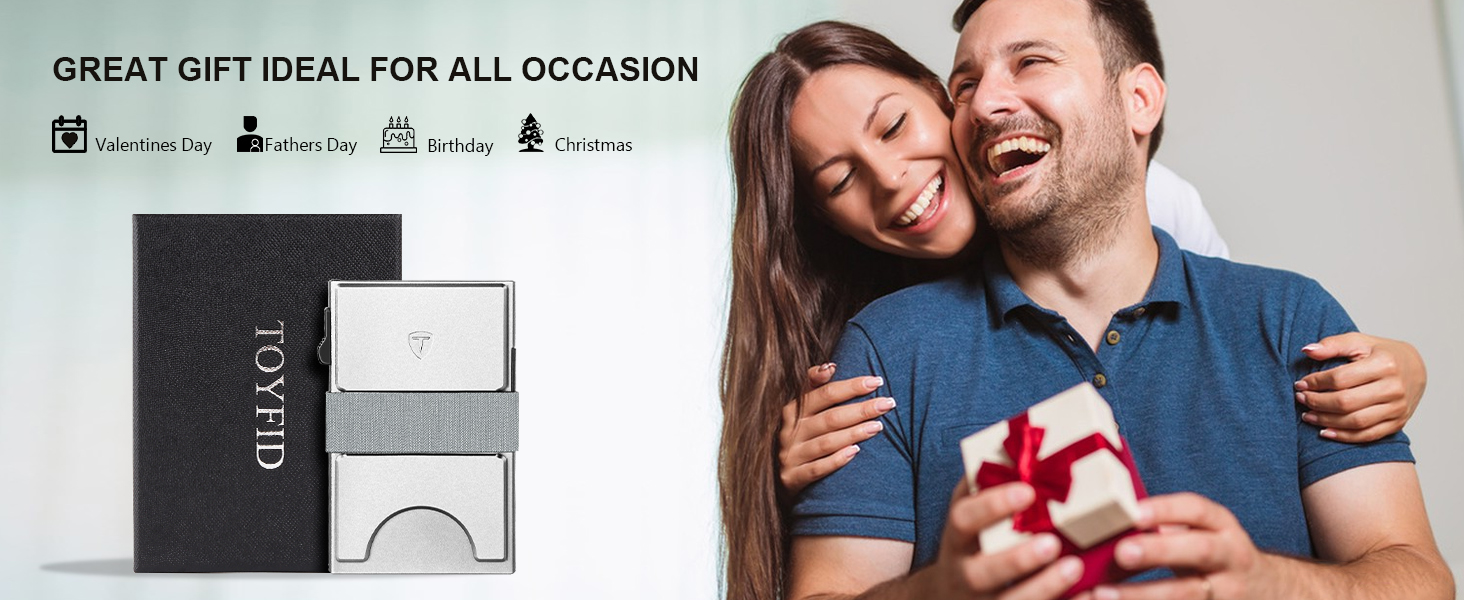 Чоловічий гаманець TOYFID з кишенькою для AirTag, 12 відділень для карток, відділення для грошей, RFID захист, з кнопкою виштовхування карт, алюміній, сріблястий