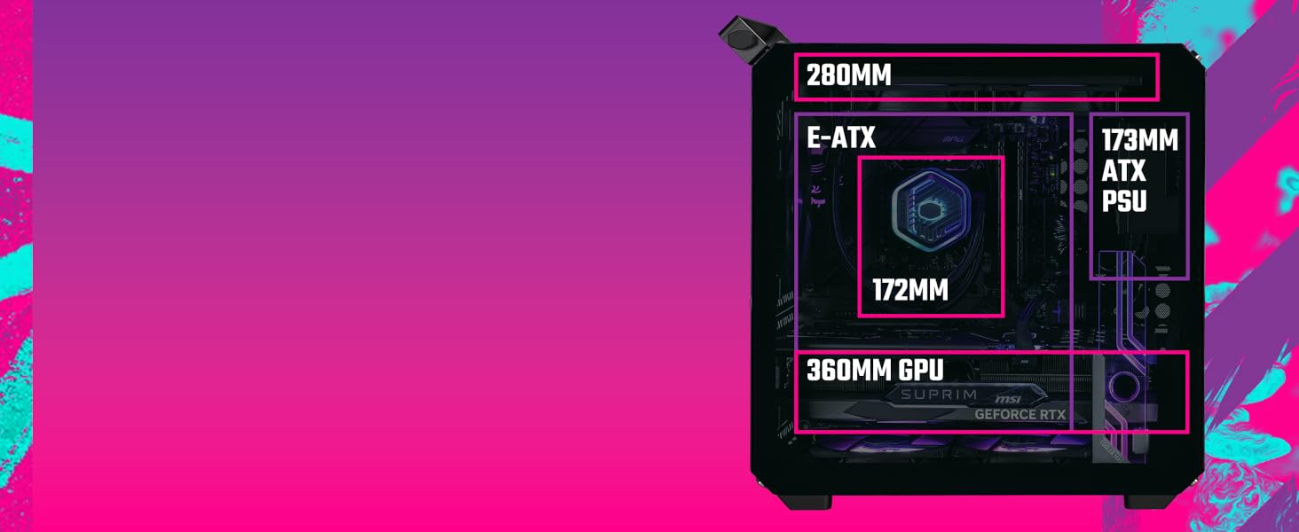 Корпус для ПК Cooler Master Qube 500 Flatpack: ATX, повністю модульний, з 120 мм вентилятором SF-L та вертикальною підсвічуванням для відеокарти, підтримка EATX, 2 x 280 мм радіатори, колір м'ятно-зелений (чорний)