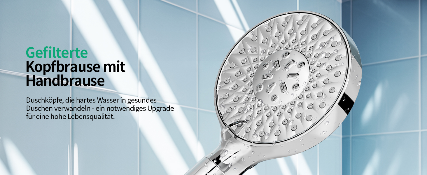 Душова лійка SR SUN RISE з фільтром, набір для душу з шлангом та фільтрами, ручна душова лійка з 9 функціями, 4 фільтри, високий тиск для жорсткої води, видаляє залишковий хлор, важкі метали, бактерії, 4-картриджний комбінований фільтр Gold