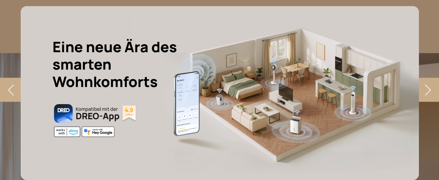 Dreo Розумний осушувач повітря /24h, для приміщень 37 м² – енергоефективний та тихий – керування через App & Alexa – 3 режими, таймер, регульована вологість, з відводом води, для спальні та ванної кімнати, білий (20L, чорний)