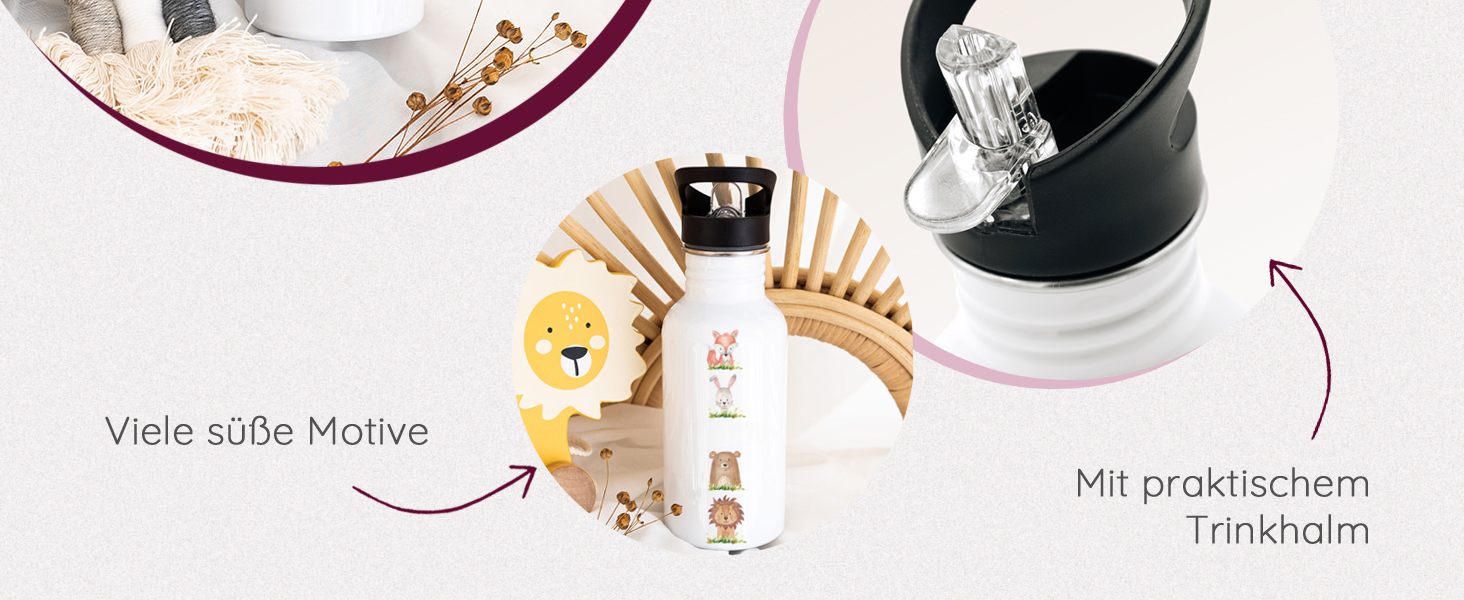 Дитяча термопляшка з нержавіючої сталі Wunderwunsch® з іменем - 500 мл - з трубочкою | Персоналізований подарунок для дитини