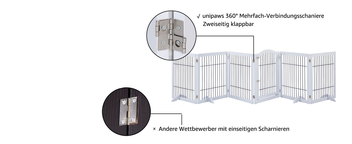 Захисне металеве ґратка для камінів Unipaws, огорожа для собак, 6 панелей, без свердління, для цуценят, 4 ніжки, білий колір