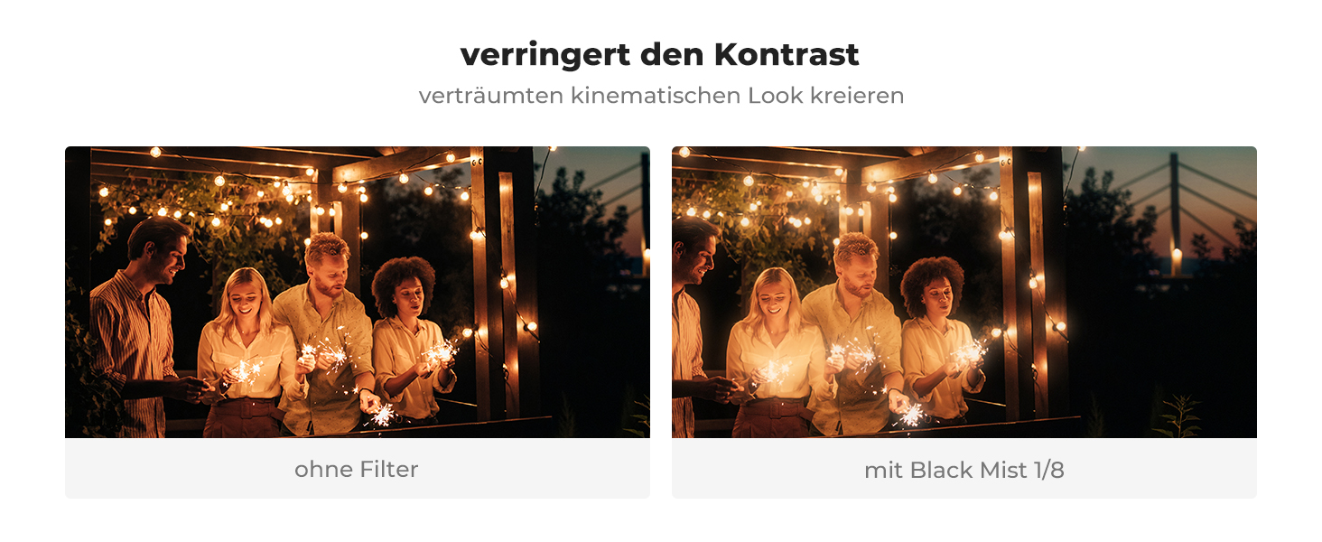 Фільтр K&F Concept з кришкою для об'єктива, серветкою для очищення, захисним фільтром з оптичного скла з 18-шаровим нанопокриттям (Nano Klear) (55mm, Black Mist 1/8)