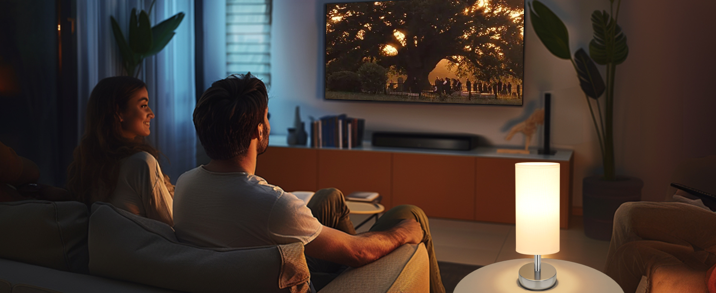 Нічна лампа Kakanuo з 3 колірними температурами, біла торшер з вимикачем, льняний абажур, маленька лампа для вітальні, спальні, офісу, дитячої кімнати (LED лампа в комплекті), біло-чорний колір (білий+срібний)