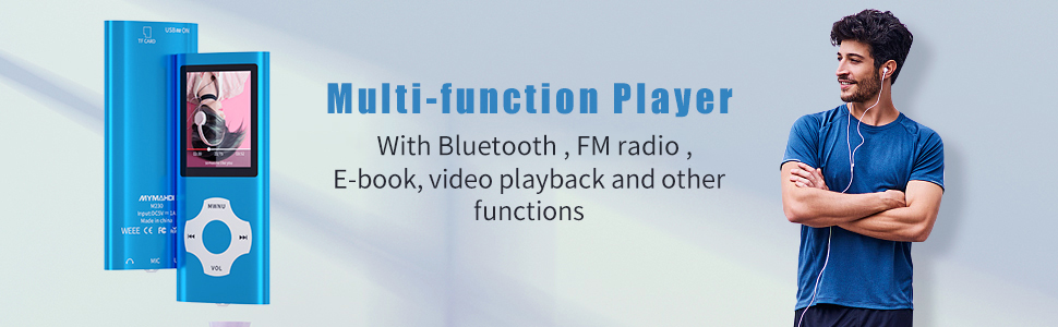 MP4-плеєр Mymahdi з Bluetooth 32GB, Рожевий: 1.8