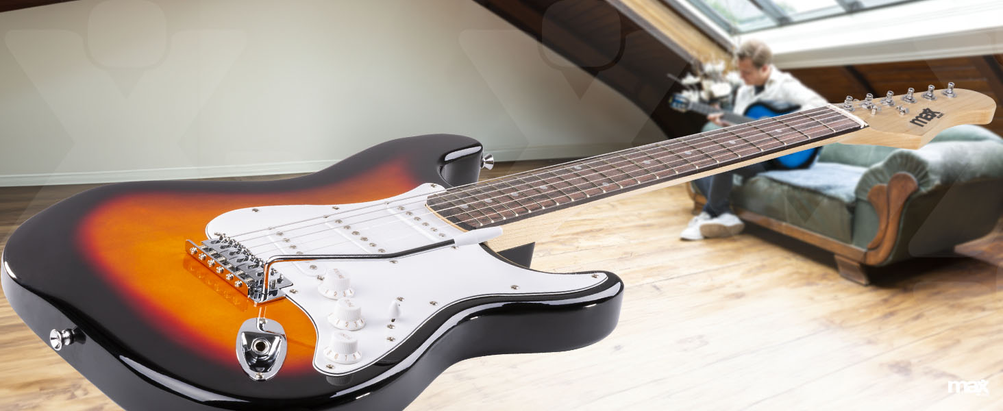 MAX GigKit: Повний комплект електрогітари - підсилювач 40 Вт, аксесуари, гітара Sunburst