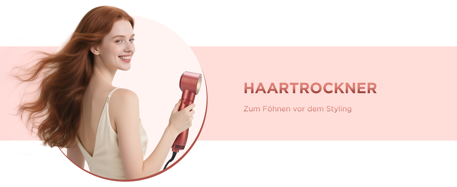 Набір для укладки волосся PARWIN PRO BEAUTY 5 в 1: фен-щітка з іонізацією, 1100 Вт, коралловий, для сушіння, випрямлення та створення об'єму