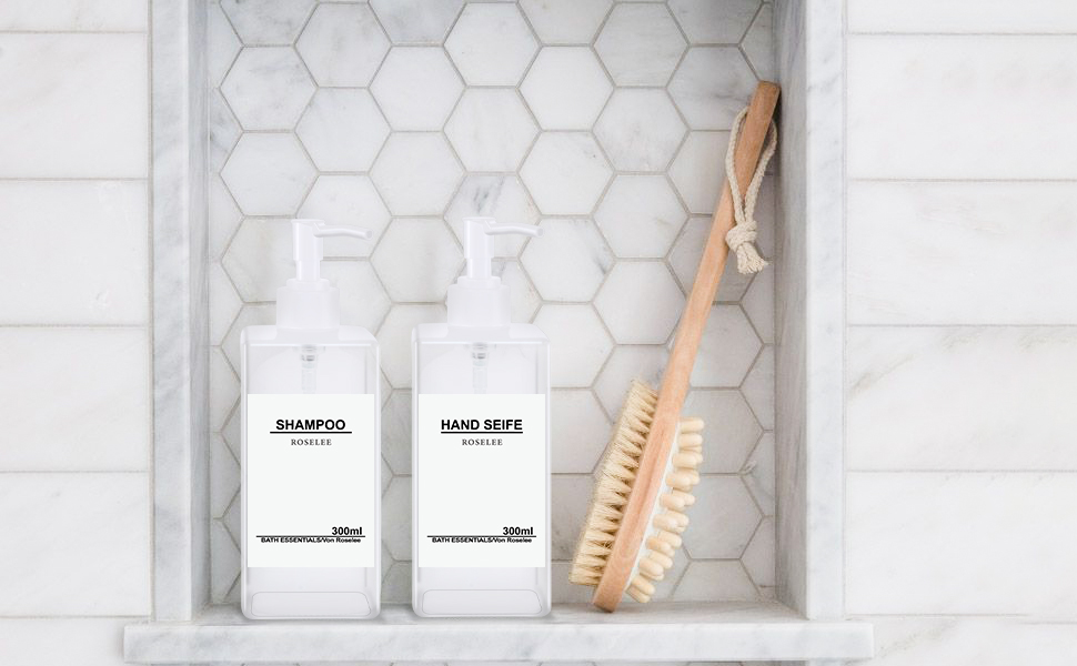 Набір дозаторів для мила Roselee (4 шт.), 300 мл, прозорі, для кухні та ванної кімнати