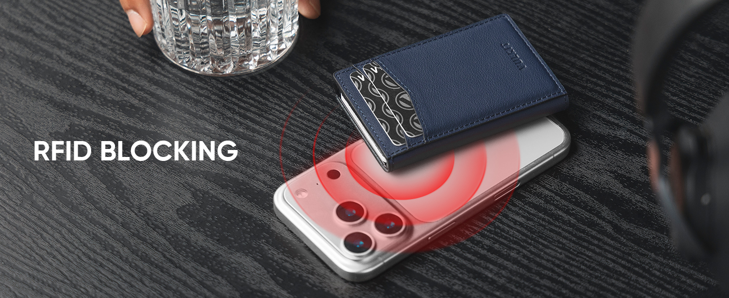 Кредитне портмоне VULKIT з RFID захистом, шкіряне, автоматична висувна картка, для карток та нотаток, чорне