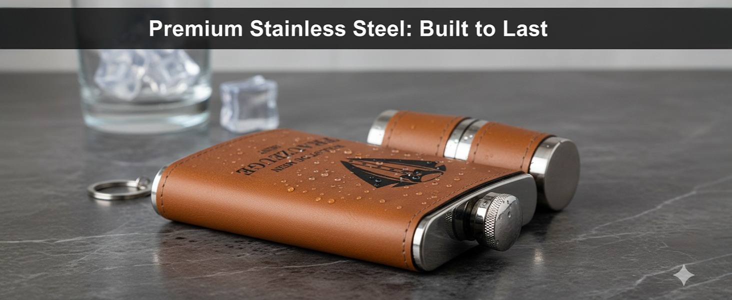 Персоналізований набір фляг 8oz з гравіюванням – фляга з нержавіючої сталі, 4 склянки, воронка та подарункова коробка для друзів нареченого/нареченої, подарунок на весілля для чоловіків та жінок (колір: коричневий)