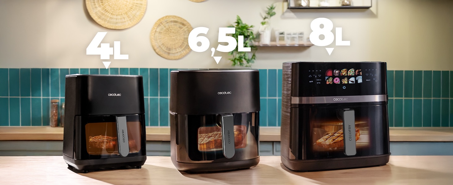 Фритюрниця Cecotec Cecofry & Grill Duoheat 8000 з двостороннім грилем, 8 л, 2200 Вт, чорна – аерофритюрниця для смаження та грилю