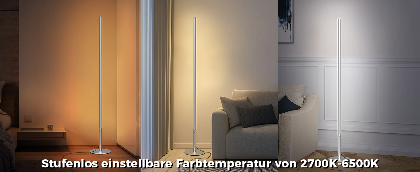 LED торшер Fortand з димуванням, пульт, 147 см. Сучасний торшер для вітальні та спальні. Регулювання кольору та яскравості 2700K-6500K