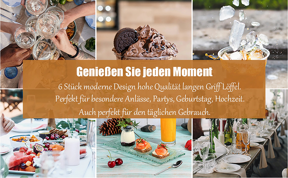 Набір ложок DoubleS Lange Latte Macchiato: 6 шт. з нержавіючої сталі для кави, чаю, коктейлів та десертів