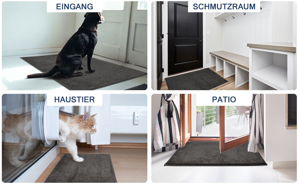 Килимок для дому 50 x 80 см, антиковзаючий, для собак, вхідні двері, коридор, поглинає воду, Holzkohle