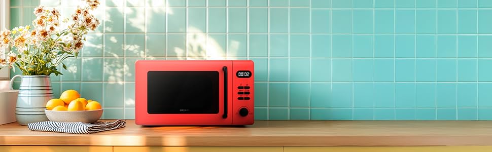 Мікрохвильова піч Cecotec Digitale Proclean 20L з грилем, 700W, 6 рівнів потужності, червона