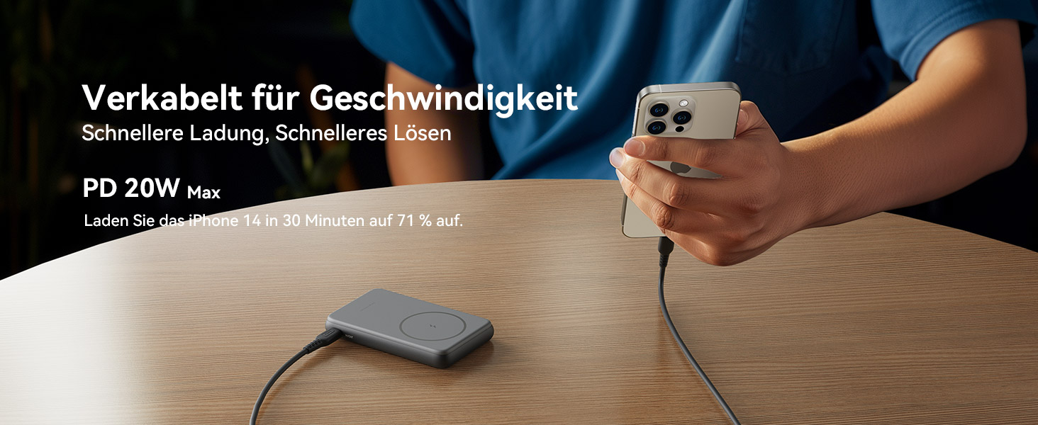 Power Bank INIU 5500mAh 20W з USB-C (вхід/вихід), магнітний акумулятор з підставкою для iPhone 16/15/14/13/12 Pro Max Mini, чорний