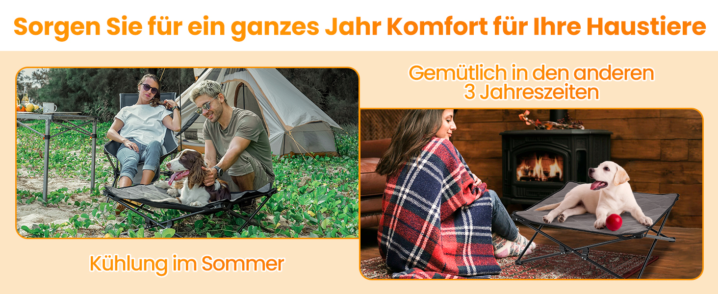 КінгКемп Лежанка для собак - портативна, з дихаючою сіткою та замшевим килимком, чорна, 57x57x23 см (77x77x30 см)