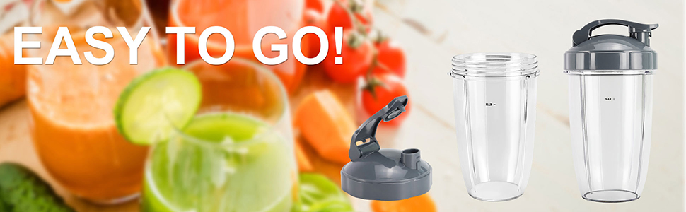 Набір з 2 чаш для блендера NutriBullet Pro 900/600 Вт, 710 мл, з 2 кришками, BPA Free, для смузі, запасні частини